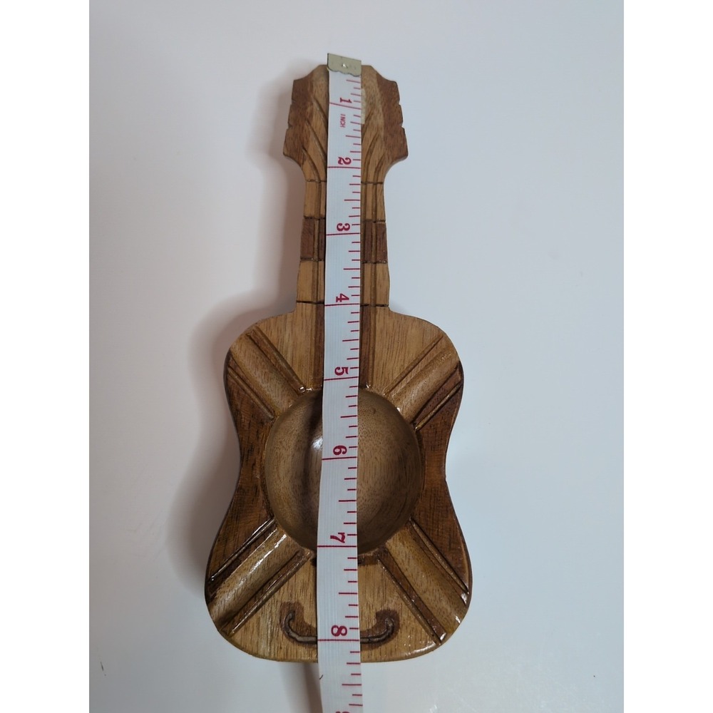 Handmade  Curved Wooden Guitar Ashtray  Made‎ From The Philippines NWT - Picture 4 of 5